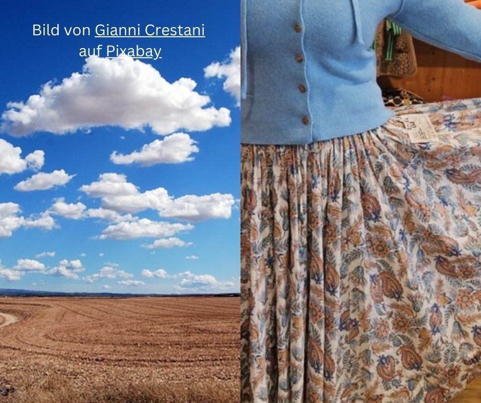Weiter Rock mit Muster blau und braun