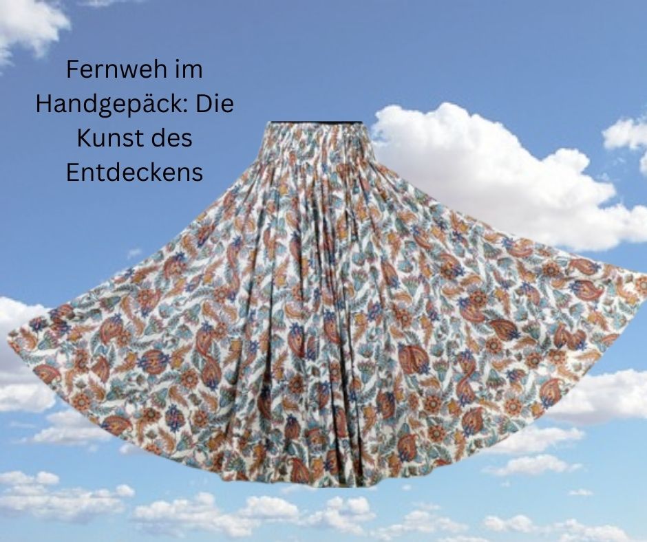 weiter Rock mit Muster blau und braun