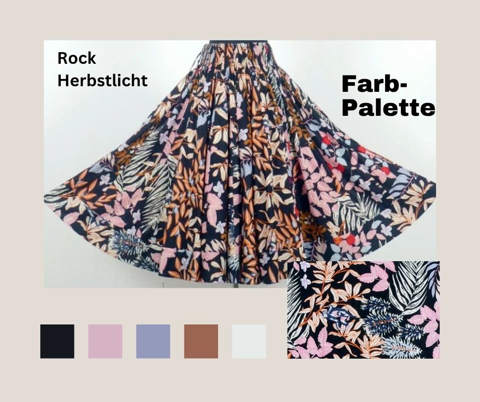 Herbstrock von JOYVITA Schwarz-Blau-Rosa-Rost