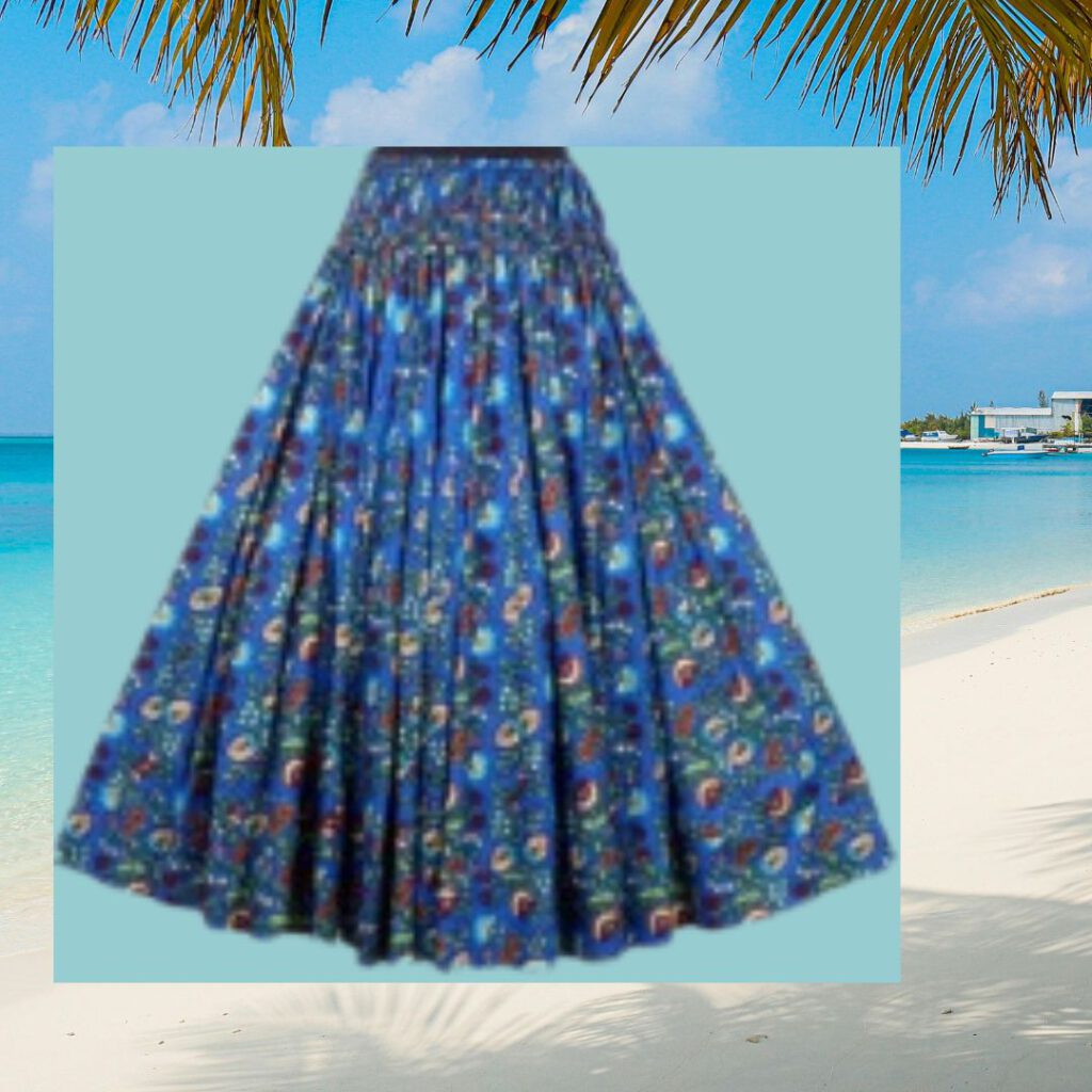 Blaue weite Rock mit kleinen Mustern ton-tn-ton